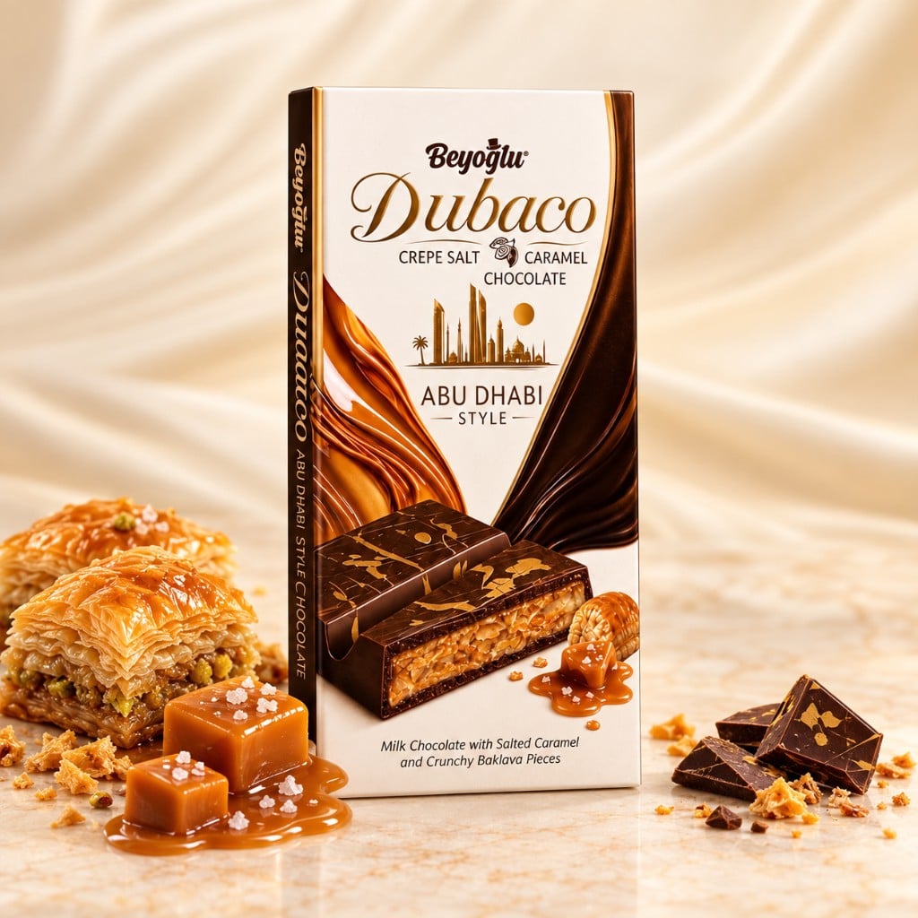 Dubaco Abu Dhabi Style ciocolată cu lapte cu caramel sărat și baklava 185 g
