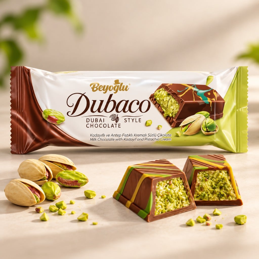 Baton Dubai Dubaco cu fistic și kadayif, 35 g