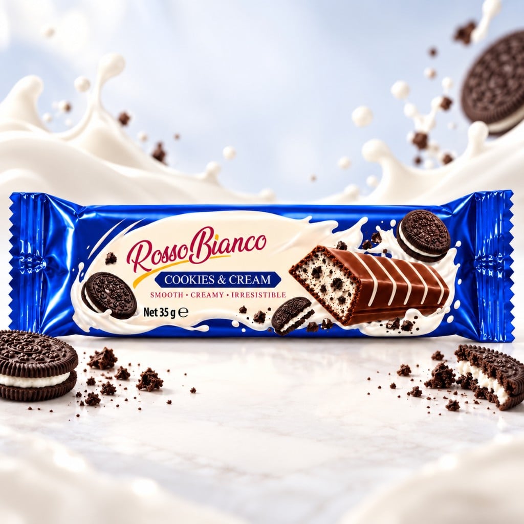 Rosso Bianco Cookies & Cream bar with biscuit and cream 35 g