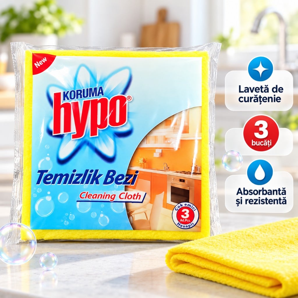 HYPO набор 3 жёлтых салфеток для уборки 35 × 35 см 90 г/м²