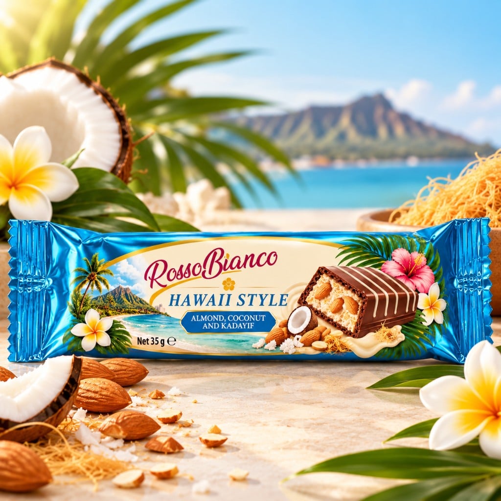 Rosso Bianco Hawaii Almond & Coconut Bar, 35 g