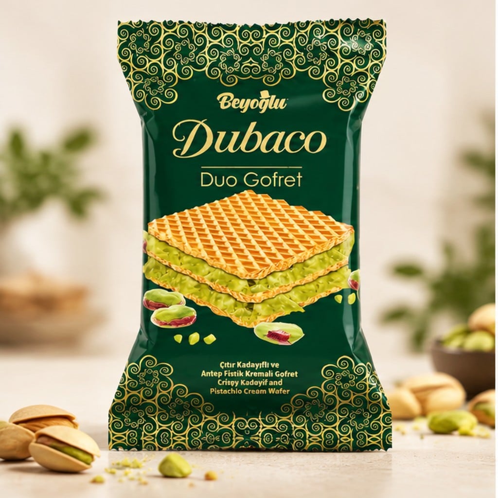 Napolitane Dubai Dubaco Duo cu fistic, 36 g